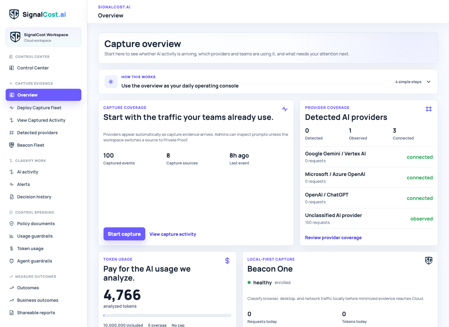 SignalCost Cloud product preview